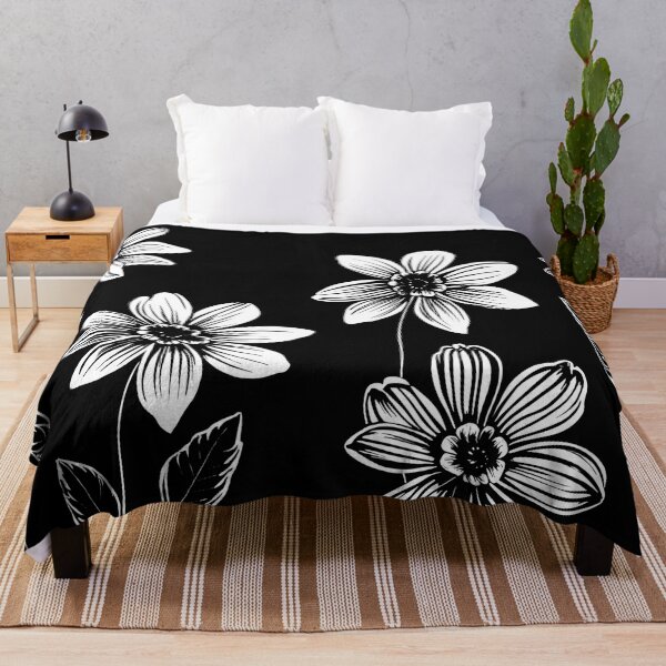 Item preview, White Wildflowers - Simply White flowers on black background designed and sold by SassyArtistry.