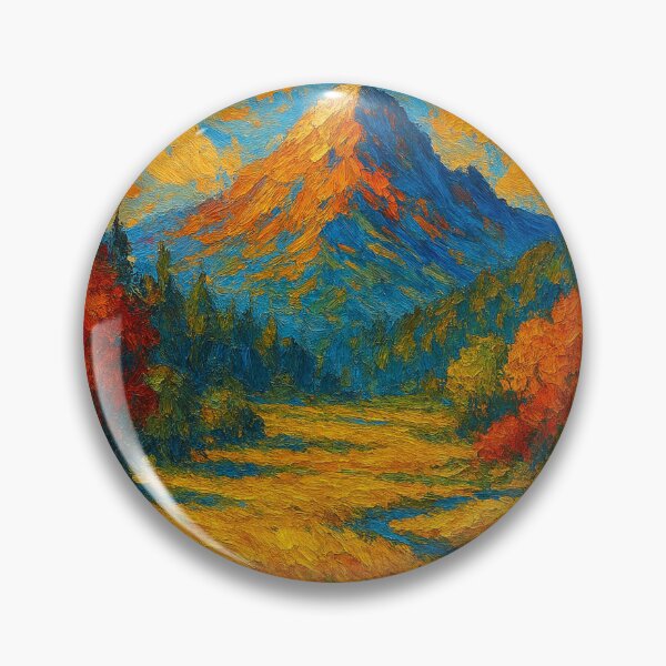 Item preview, Vibrant Sunlit Mountain Meadow Impasto Oil Painting designed and sold by Nexus Space.