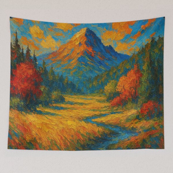 Item preview, Vibrant Sunlit Mountain Meadow Impasto Oil Painting designed and sold by Nexus Space.