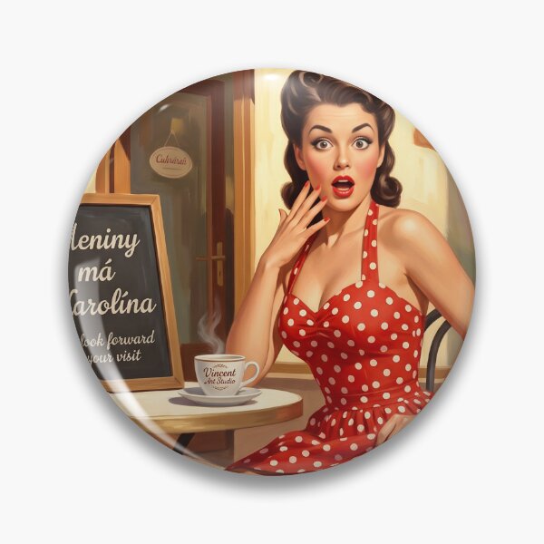 Item preview, Vintage Pinup Girl at European Bakery Wall Art designed and sold by Vincent-68.