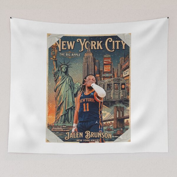 Item preview, Jalen Brunson King of New York ft. The Statue of Liberty with the Larry O'brien Trophy designed and sold by Tatay Arbie.