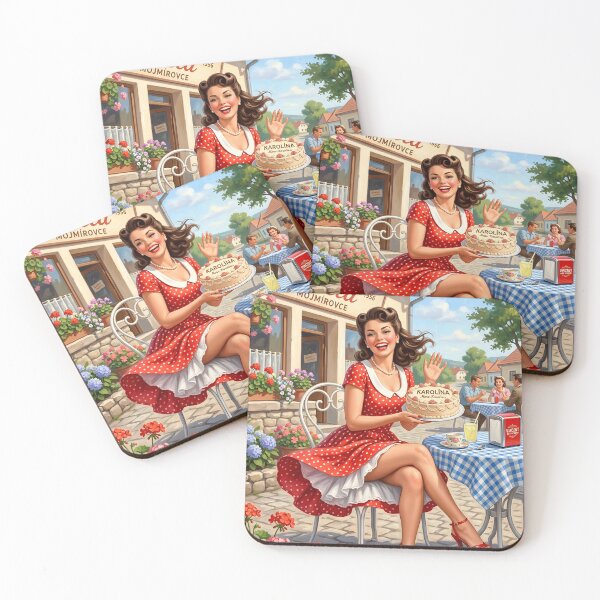 Item preview, Vintage 1950s Pin-Up Girl Serving Bakery Cake Art Print designed and sold by Vincent-68.