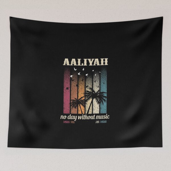 Item preview, AALIYAH - "no day without music" - Retro Palm Trees and Birds #4345 designed and sold by pple-frame.
