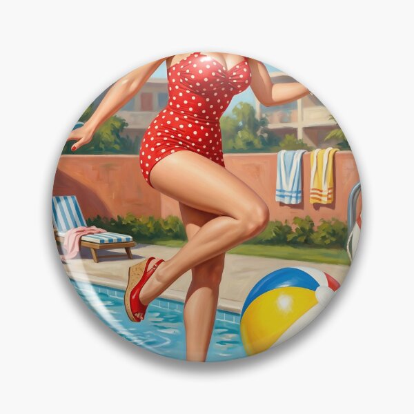 Item preview, Vintage 1950s Pin Up Girl Pool Party Beach Ball Art designed and sold by Vincent-68.