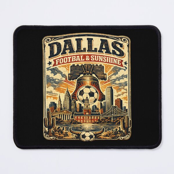 Item preview, Dallas Football & Sunshine Retro Soccer Travel Shirt | Texas Sunset Skyline Match Day Fan Design designed and sold by Globalcitytees.