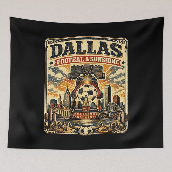 Item preview, Dallas Football & Sunshine Retro Soccer Travel Shirt | Texas Sunset Skyline Match Day Fan Design designed and sold by Globalcitytees.