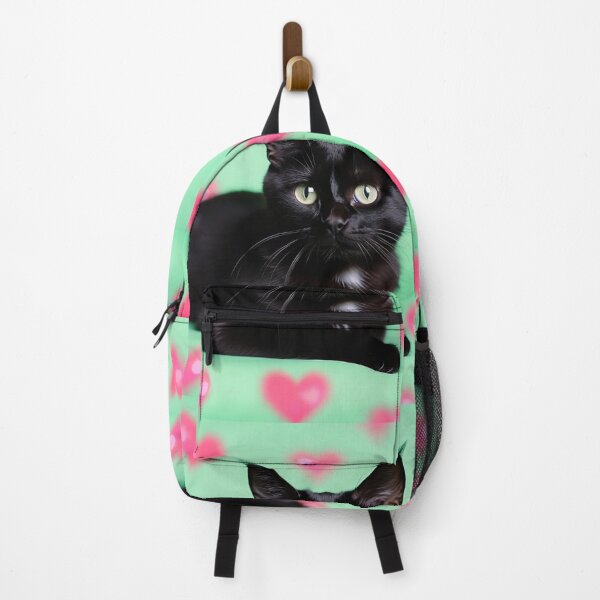 Item preview, Cute Black Cat In Green Hearts designed and sold by SassyArtistry.