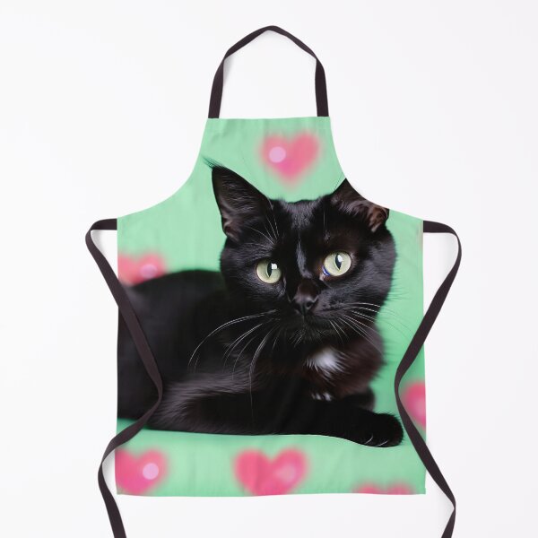 Item preview, Cute Black Cat In Green Hearts designed and sold by SassyArtistry.