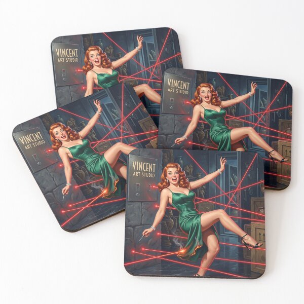 Item preview, Retro Pinup Girl Heist Laser Maze Art Print designed and sold by Vincent-68.