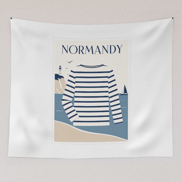 Item preview, Normandy Marinière Coastal Travel Poster designed and sold by Beyond Destinations.