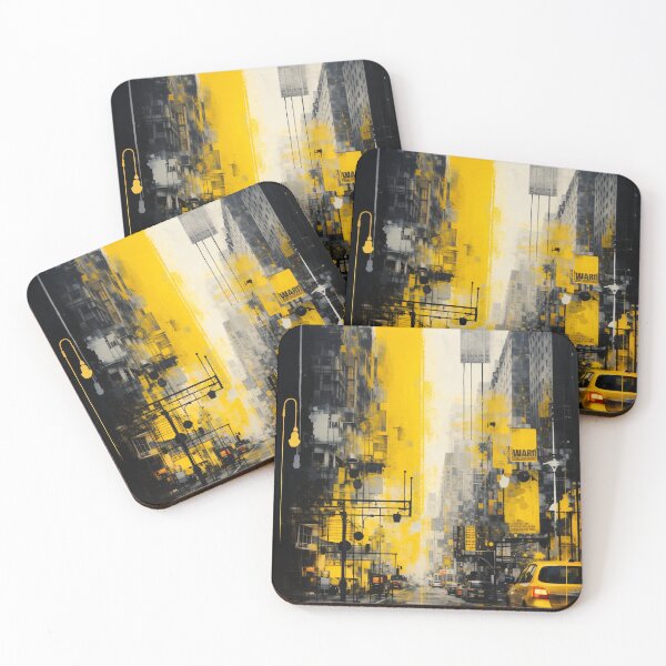 Item preview, Yellow Urban Street Art Print – Abstract City Taxi Poster designed and sold by Kaleidoscope Print.
