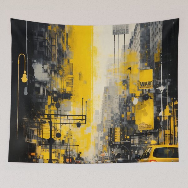 Item preview, Yellow Urban Street Art Print – Abstract City Taxi Poster designed and sold by Kaleidoscope Print.