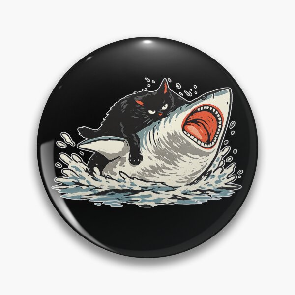 Item preview, Cat Riding Shark designed and sold by Home-Crea-Abode.