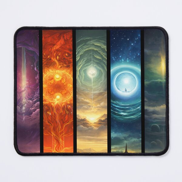 Item preview, Five Cosmic Portals Fantasy Art – Celestial Elemental Dreamscape Print designed and sold by Kaleidoscope Print.