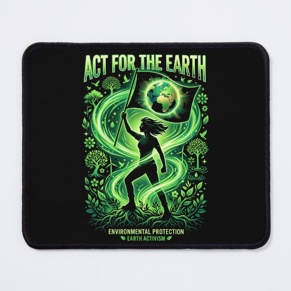 Item preview, Climate Warrior environmental activist holding a glowing Earth flag designed and sold by Tharaazu.