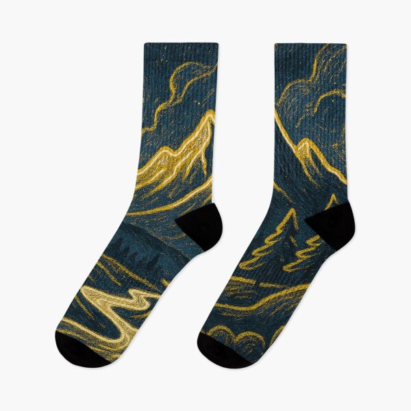 Item preview, Elegant Gold Line Art Mountain Moon Night Landscape designed and sold by Nexus Space.