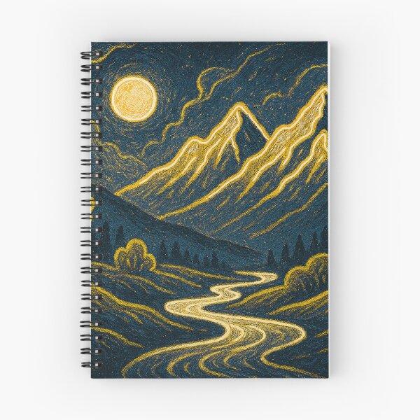 Item preview, Elegant Gold Line Art Mountain Moon Night Landscape designed and sold by Nexus Space.