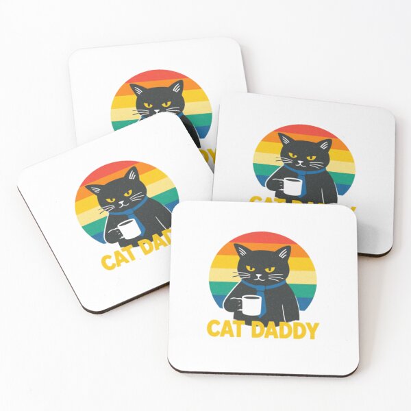 Item preview, Cat Daddy Vintage Retro — Funny Black Cat Coffee Illustration designed and sold by Colorful-Garden.