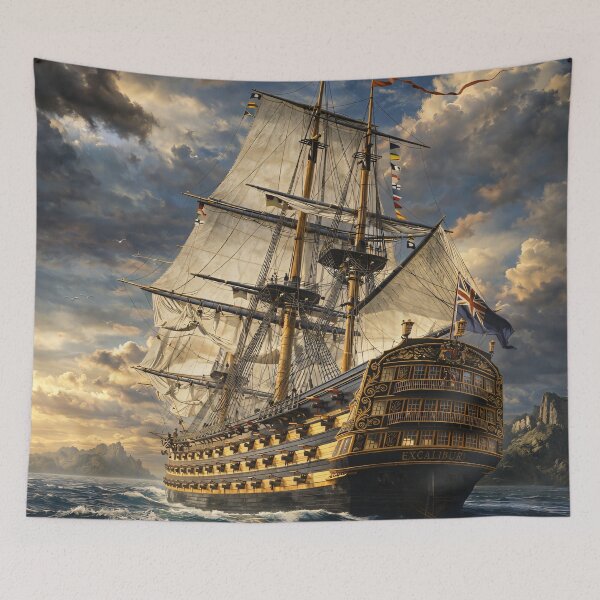 Item preview, Historic Tall Ship at Sea – Vintage Sailing Ship Maritime Adventure Print designed and sold by Kaleidoscope Print.