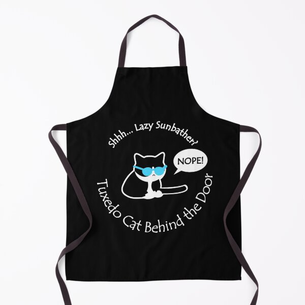 Item preview, Funny Tuxedo Cat Lazy Sunbather Behind the Door White Text designed and sold by Na7nasColorShop.