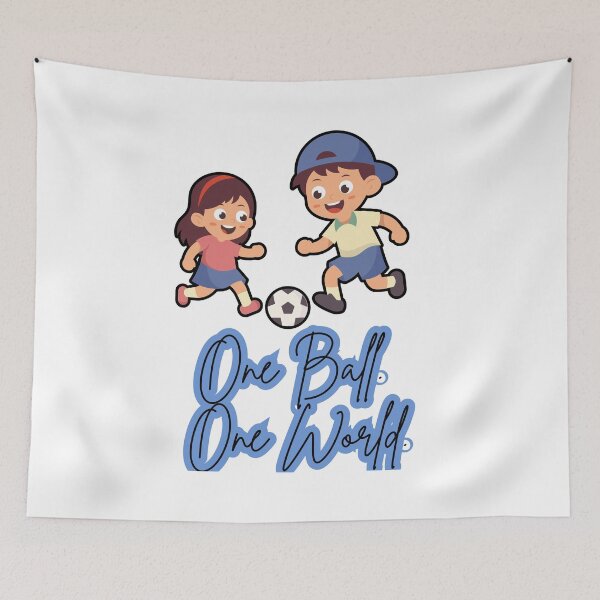 Item preview, One Ball One World Soccer Kids T-Shirt | Cute Football Cartoon Design | Youth Sports Graphic Tee designed and sold by UrbanEchoHub.