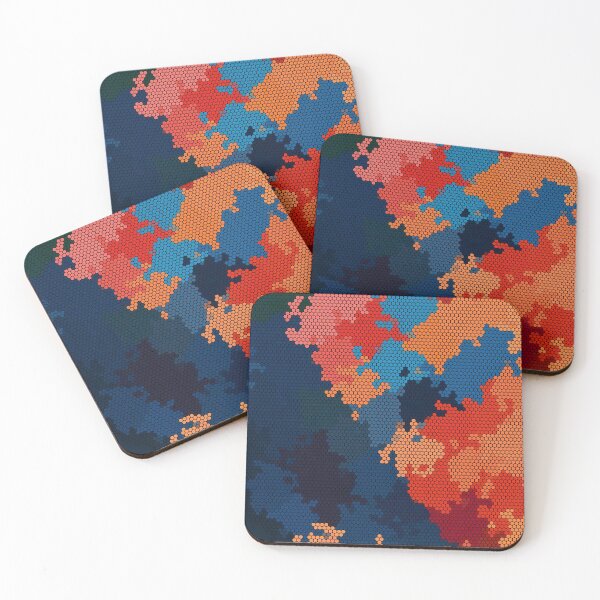 Item preview, Hexagon Mosaic | Pixel Red Blue Orange Abstract Pattern designed and sold by Shirdon2.