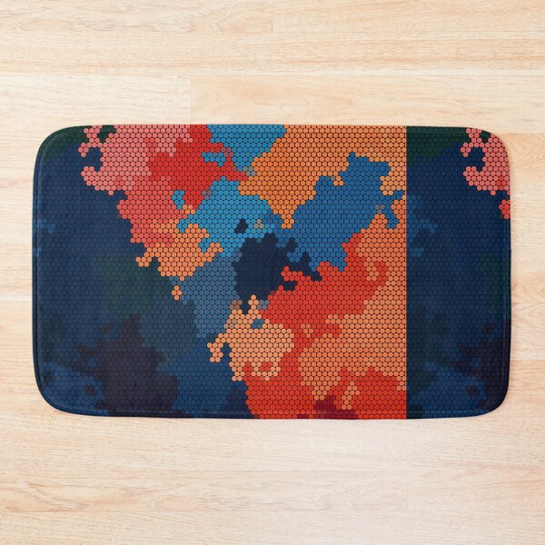 Item preview, Hexagon Mosaic | Pixel Red Blue Orange Abstract Pattern designed and sold by Shirdon2.