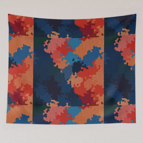 Item preview, Hexagon Mosaic | Pixel Red Blue Orange Abstract Pattern designed and sold by Shirdon2.