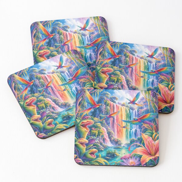 Item preview, Vibrant Tropical Waterfall and Birds Art designed and sold by LuisWorks.