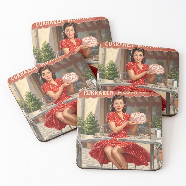 Item preview, Vintage Pinup Girl with Birthday Cake Retro Cafe Art designed and sold by Vincent-68.