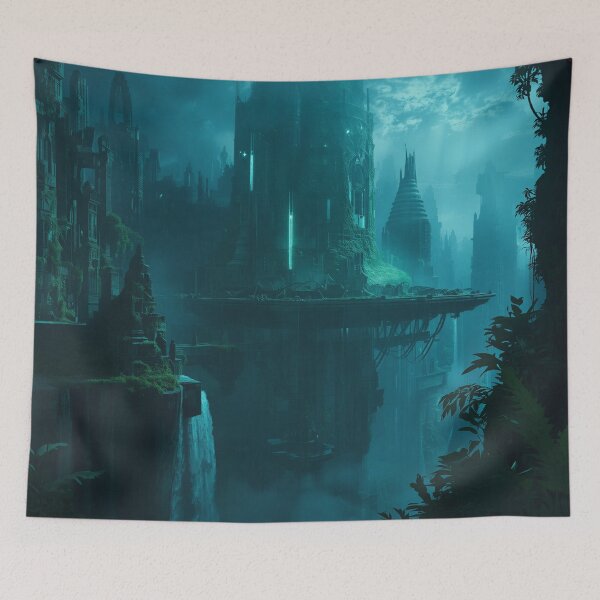 Item preview, Floating Jungle Ruins Alien Civilization Landscape designed and sold by Luminous Wilds.