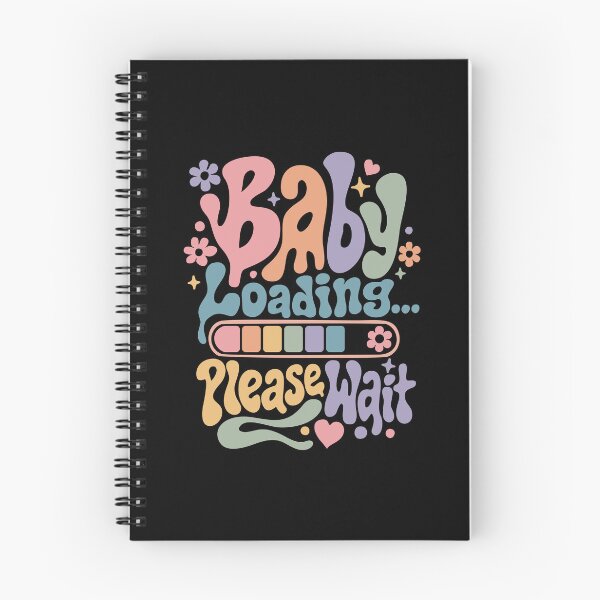 Item preview, Cute Baby Loading Please Wait Retro Groovy Pregnancy Announcement designed and sold by ArystDesign.