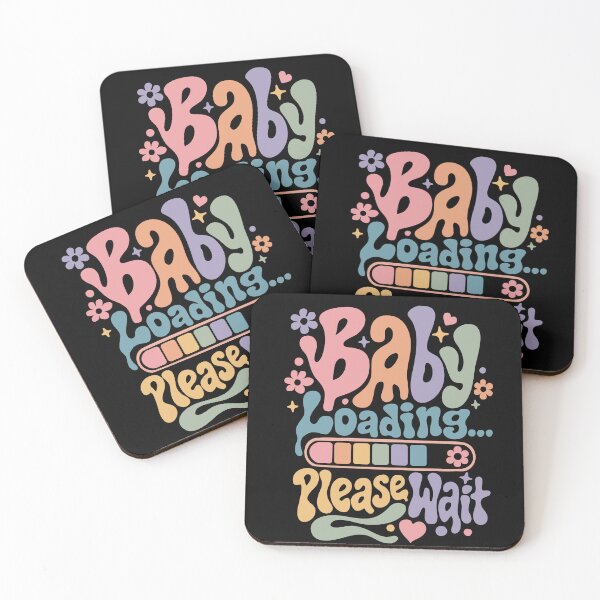 Item preview, Cute Baby Loading Please Wait Retro Groovy Pregnancy Announcement designed and sold by ArystDesign.