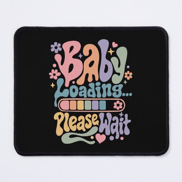 Item preview, Cute Baby Loading Please Wait Retro Groovy Pregnancy Announcement designed and sold by ArystDesign.