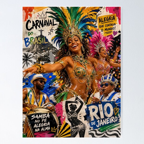 Item preview, Brazilian Carnival Feathers & Rhythm Collage designed and sold by Jandedan.