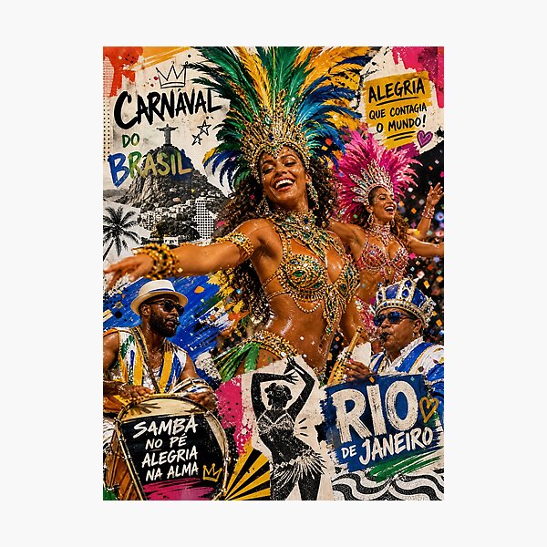 Item preview, Brazilian Carnival Feathers & Rhythm Collage designed and sold by Jandedan.