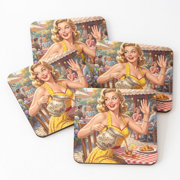Item preview, Vintage 1950s Cafe Scene Retro Pinup Girl Art designed and sold by Vincent-68.
