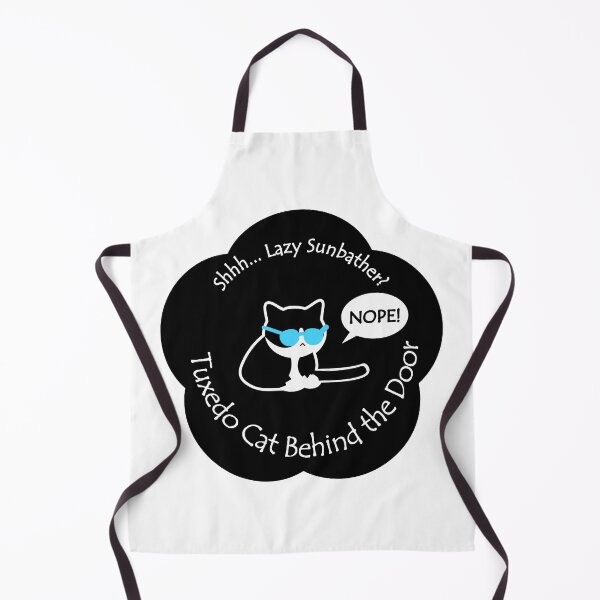 Item preview, Funny Tuxedo Cat Lazy Sunbather Behind the Door Black Base designed and sold by Na7nasColorShop.