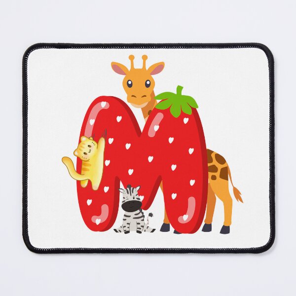 Item preview, Strawberry Letter M with Cute Baby Animals designed and sold by Mazza-mazza.