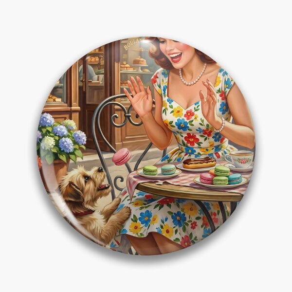 Item preview, Retro Parisian Cafe Scene with Woman and Dog Wall Art designed and sold by Vincent-68.