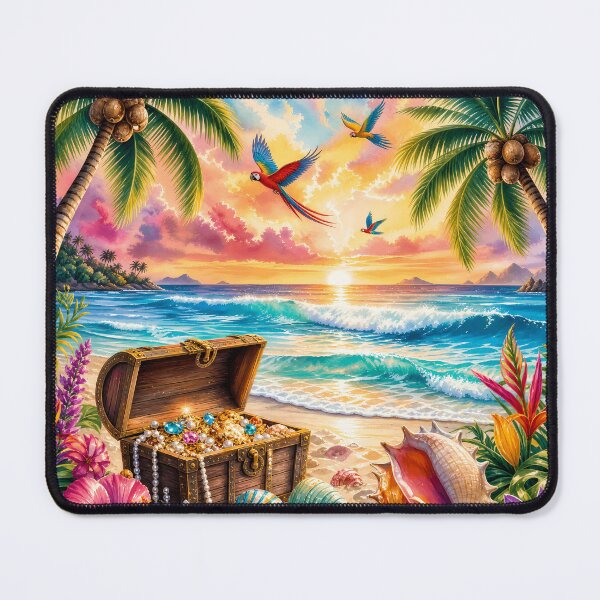 Item preview, Watercolor Tropical Beach and Treasure Chest Art designed and sold by LuisWorks.