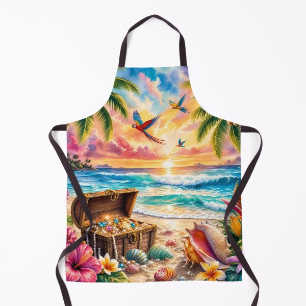 Item preview, Watercolor Tropical Beach and Treasure Chest Art designed and sold by LuisWorks.