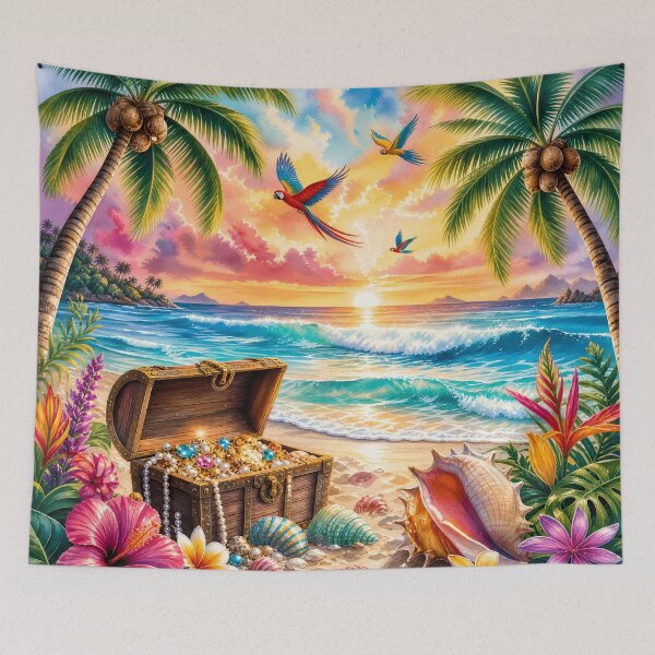 Item preview, Watercolor Tropical Beach and Treasure Chest Art designed and sold by LuisWorks.