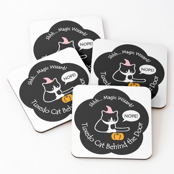 Item preview, Chubby Tuxedo Cat Magic Wizard Behind the Door Black Base designed and sold by Na7nasColorShop.
