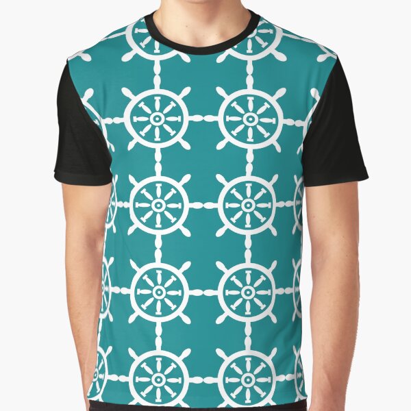Item preview, Nautical Ship Wheel Teal White designed and sold by lesrubadesigns.