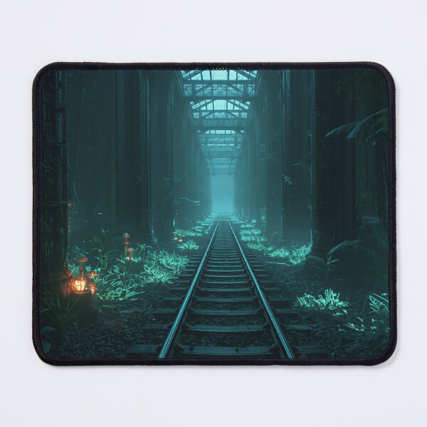 Item preview, Abandoned Alien Train Jungle Neon Landscape designed and sold by Luminous Wilds.