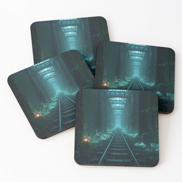 Item preview, Abandoned Alien Train Jungle Neon Landscape designed and sold by Luminous Wilds.