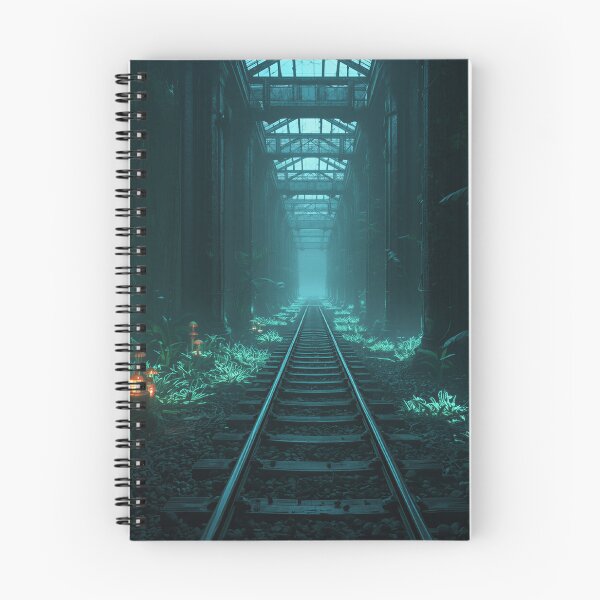 Item preview, Abandoned Alien Train Jungle Neon Landscape designed and sold by Luminous Wilds.