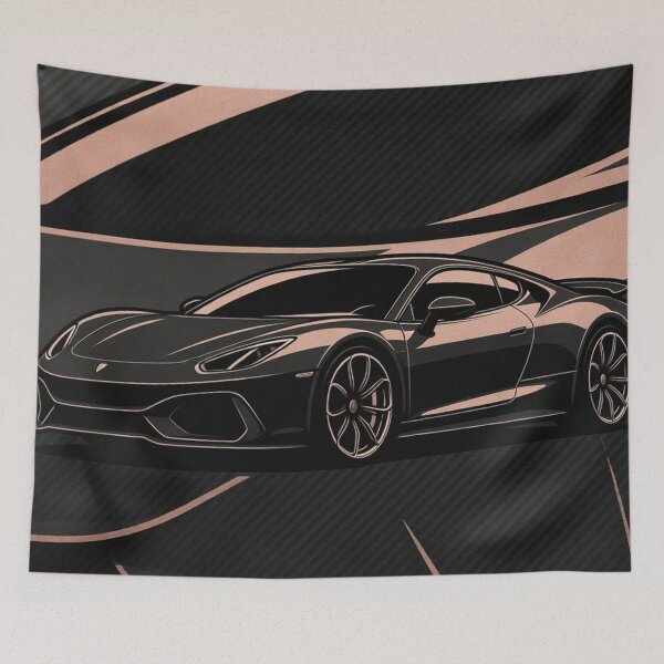 Item preview, Black Supercar in Motion with Gold Highlights designed and sold by IntelliMindDesigns.