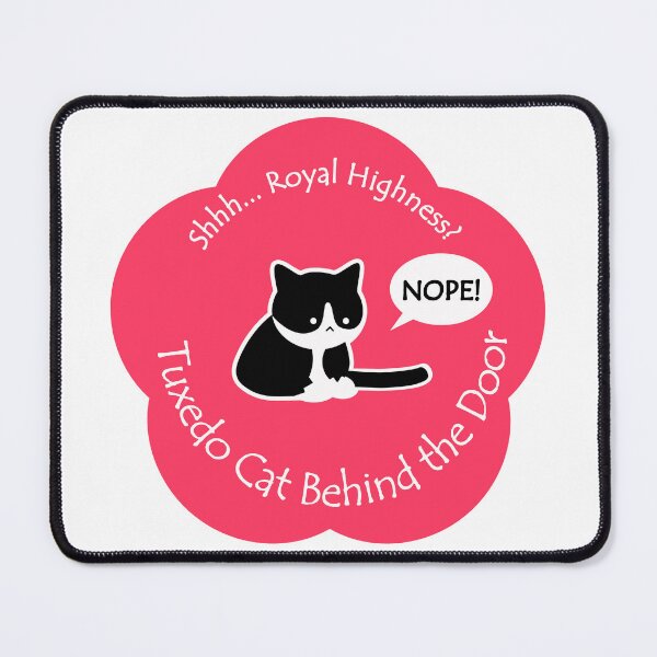 Item preview, Funny Tuxedo Cat Royal Highness Behind the Door Bright Red Base designed and sold by Na7nasColorShop.